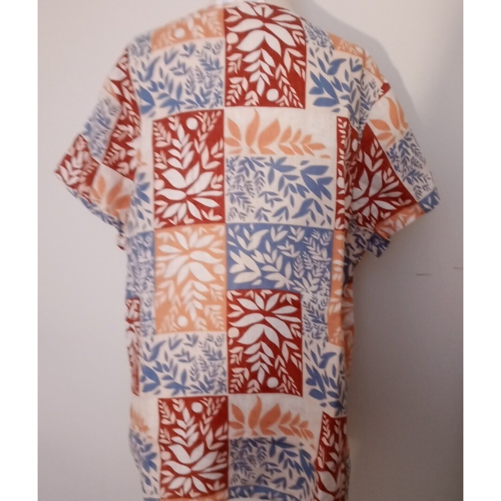 Sigrid Olsen 3X Roomy 100% Linen Tunic Popover Short Sleeve Top Blouse Floral - Picture 4 of 5